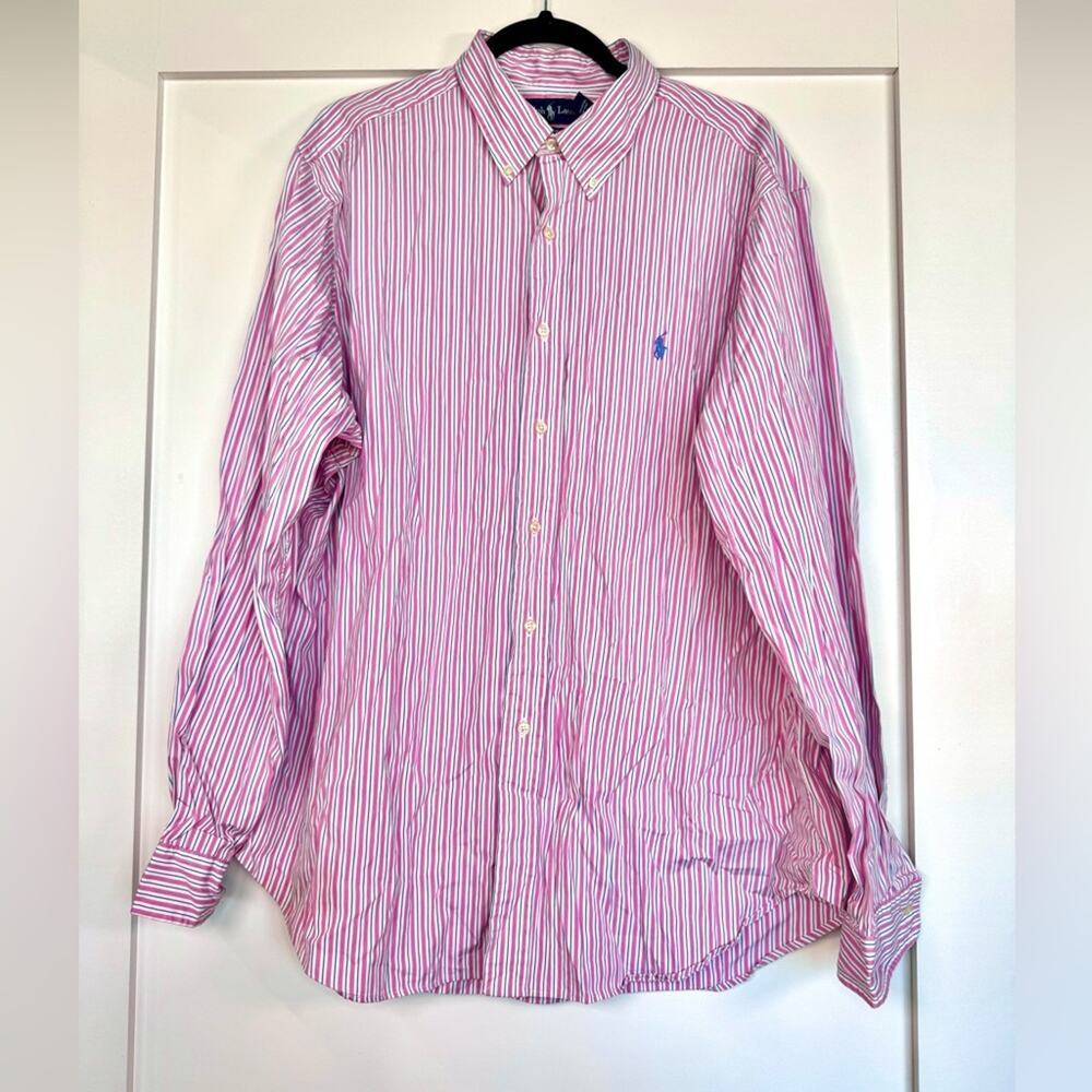 Ralph Lauren Classic Fit Pink Button Down Shirt Size XL 17 1/2
